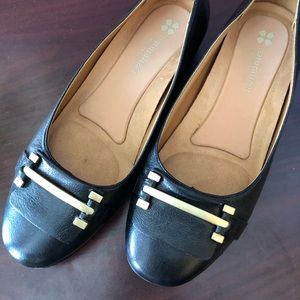 Naturalizer black flats with gold buckle
